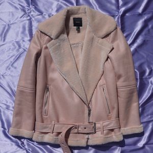 Faux fur belted coat